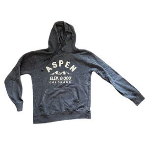 Aspen Colorado Navy Blue Size Medium Sweatshirt With Hood And Thumb Holes